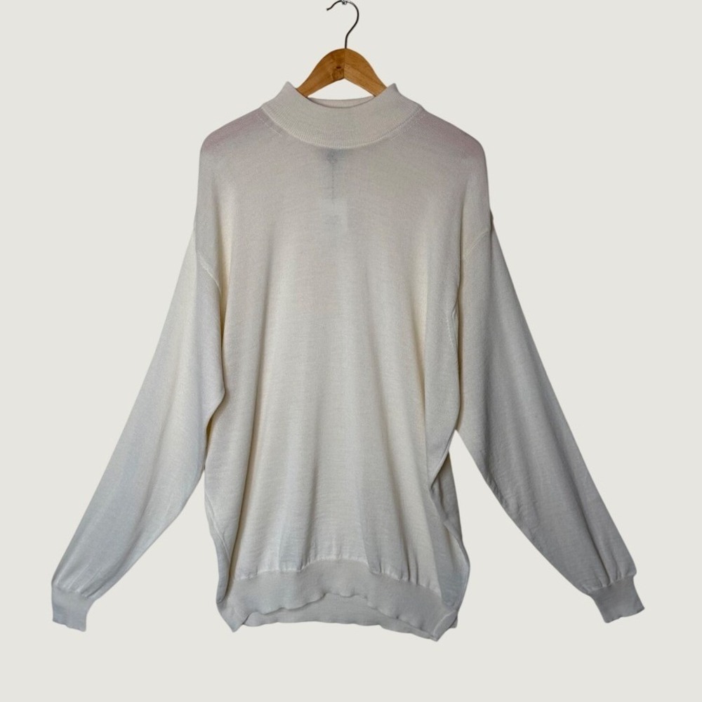 Linea Uomo Mock Neck Sweater Mens 2XLT Cream NWT Merino Wool Made in Italy
